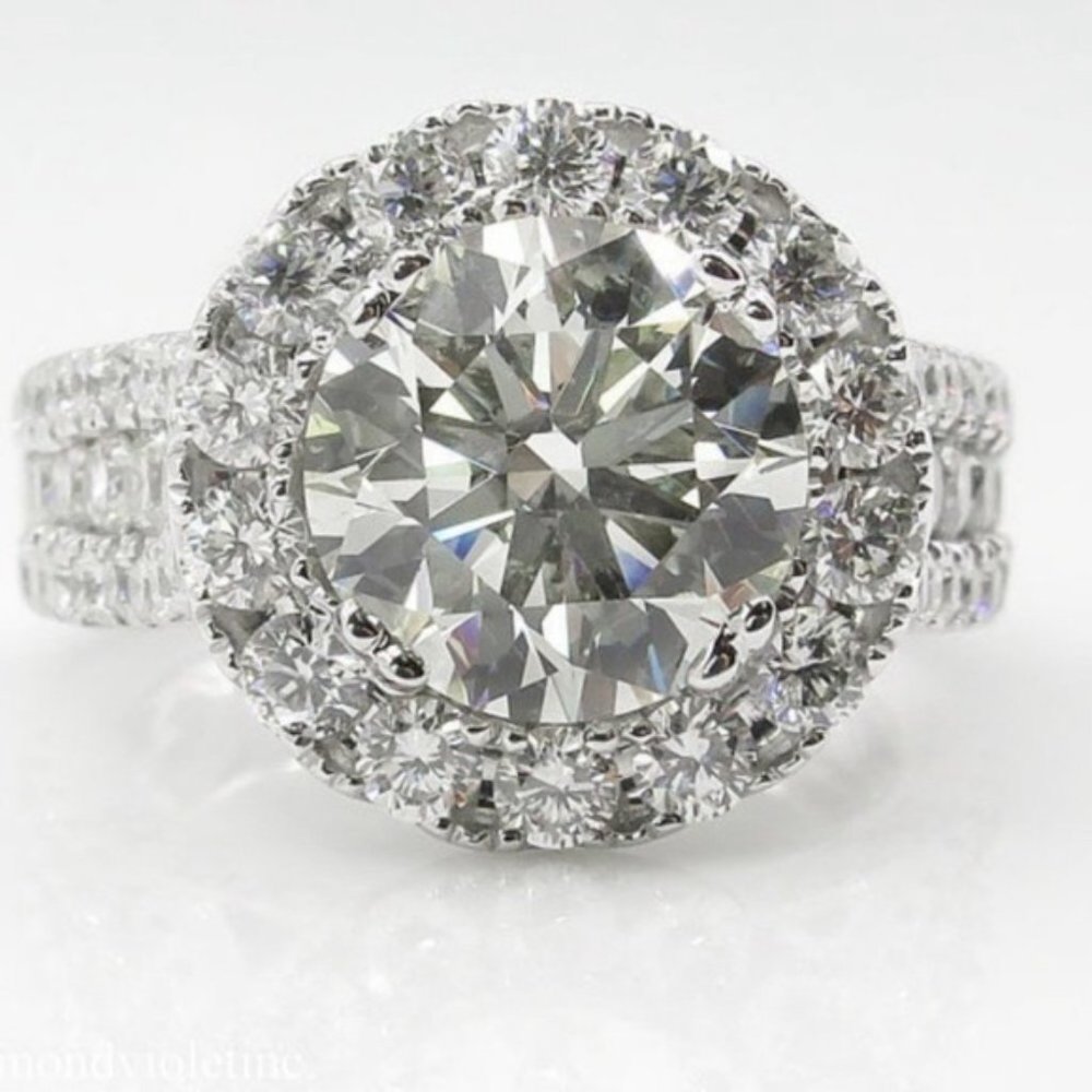 NEW 18K WHITE GOLD ROUND DIAMOND HALO RING w/Red Velvet Gift box - Picture 7 of 10
